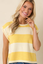 Women's All In A Day Yellow & Ivory Stripe Knit Top | 60% Cotton & 40% Acrylic 5
