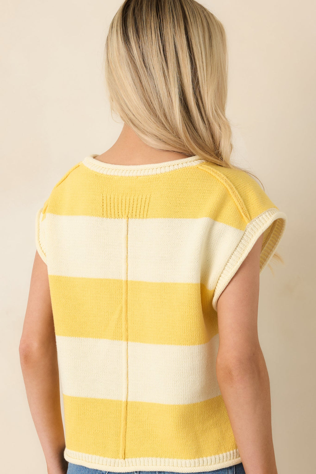 Women's All In A Day Yellow & Ivory Stripe Knit Top | 60% Cotton & 40% Acrylic 7