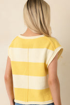 Women's All In A Day Yellow & Ivory Stripe Knit Top | 60% Cotton & 40% Acrylic 7