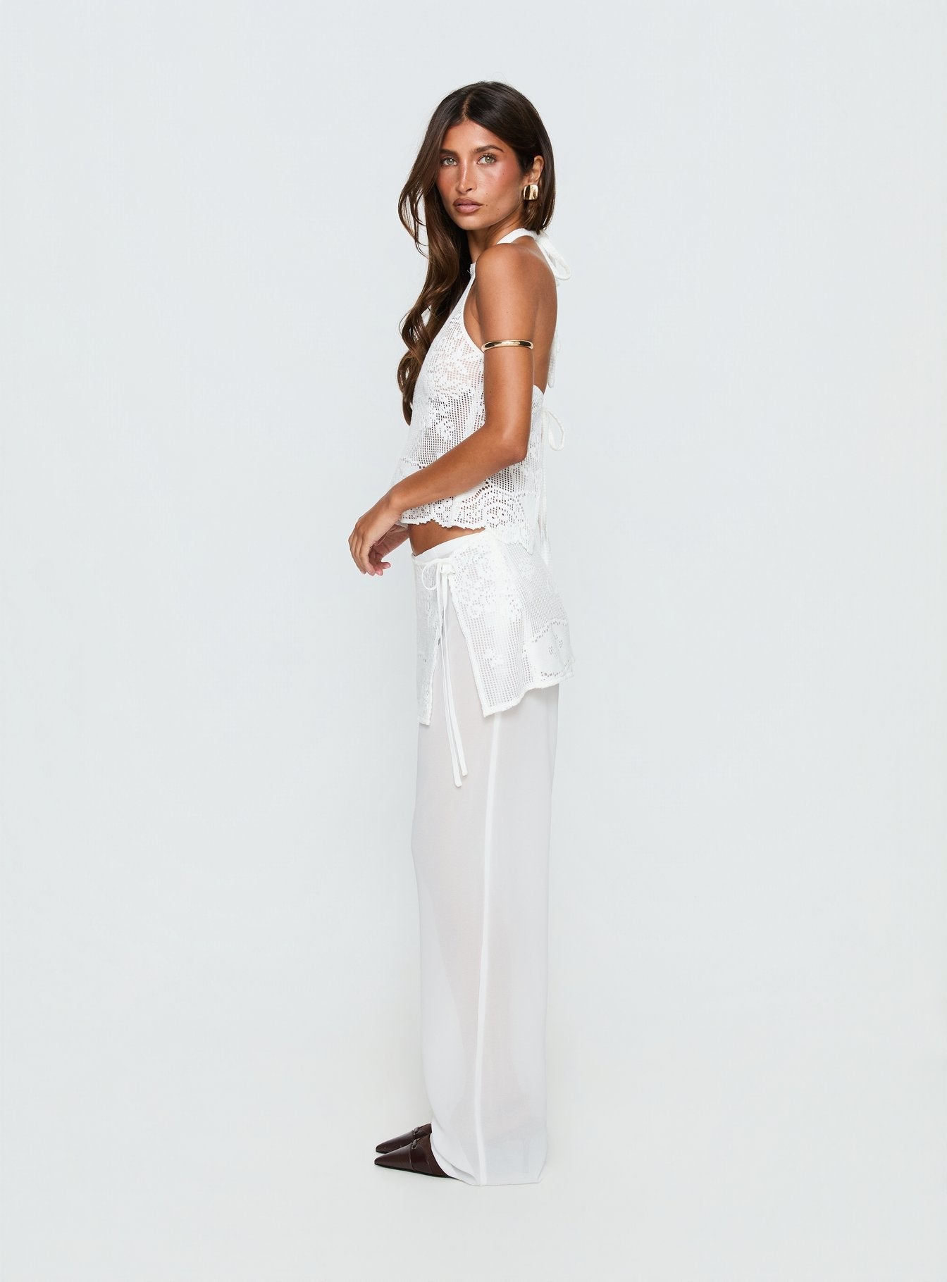 Women's Claudie Layered Lace Straight Leg Pants White | Layered lace pants in straight-leg cut 3