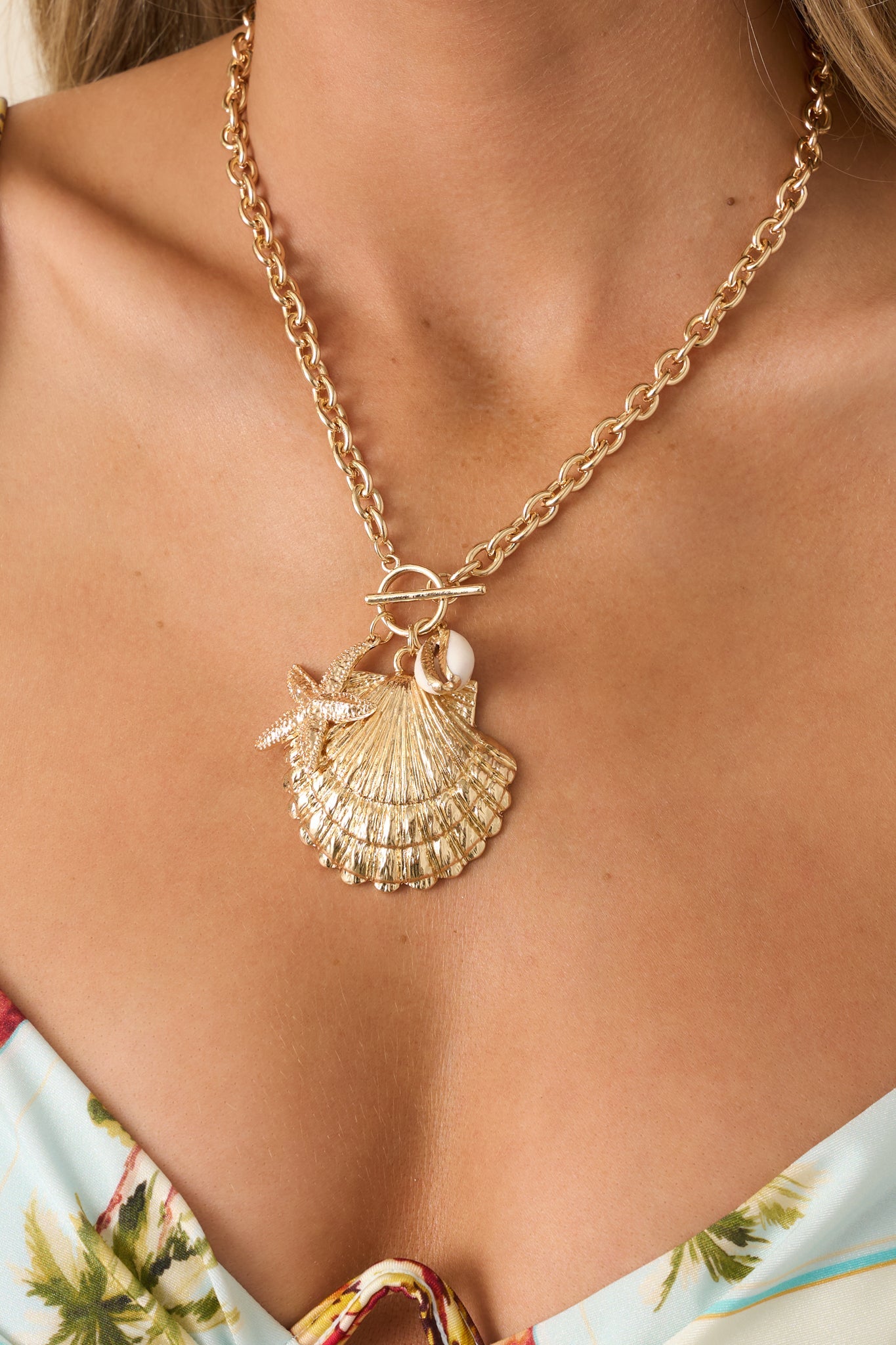 Women's Collected by the Coast Gold Ocean Charm Necklace | This Necklace Measures 19.5" Unclasped 1