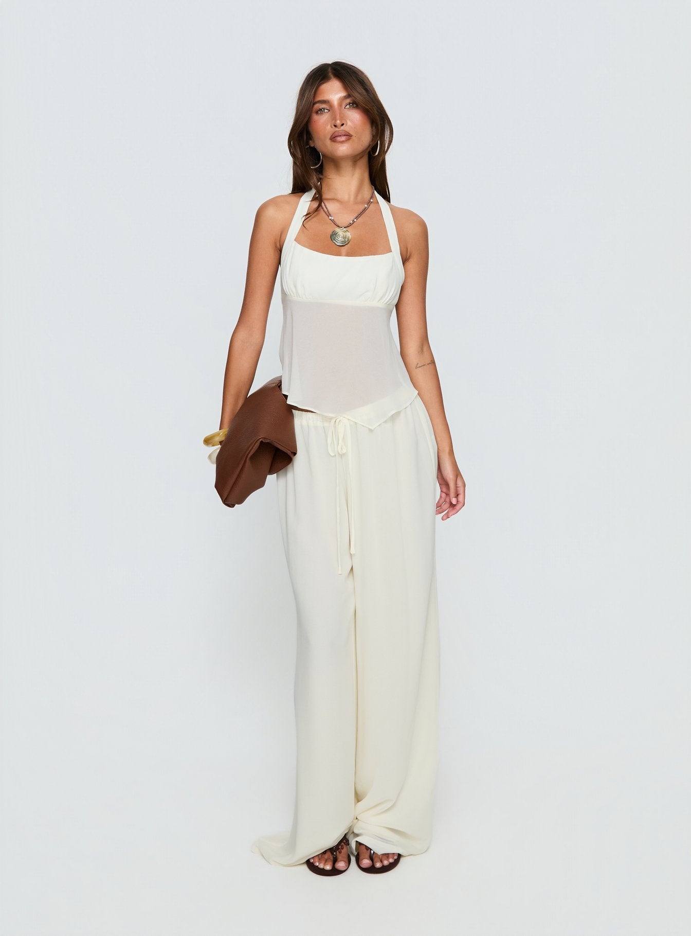 Women's Finesse Pants Yellow | Wide-leg pants with mid-rise fit 2