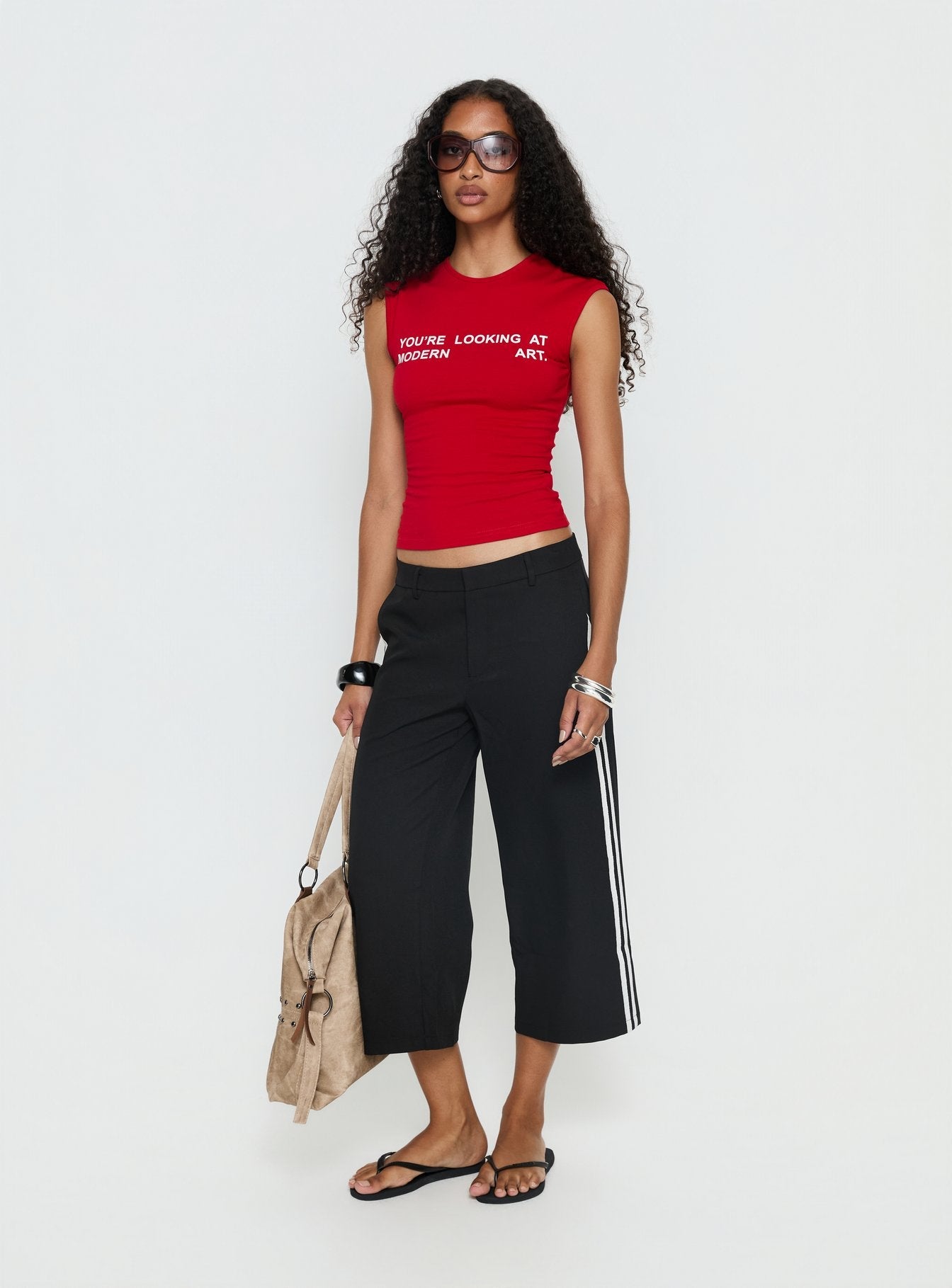 Women's Genesis Capri Pants Noir | Long capri pants with stripe side detail 2