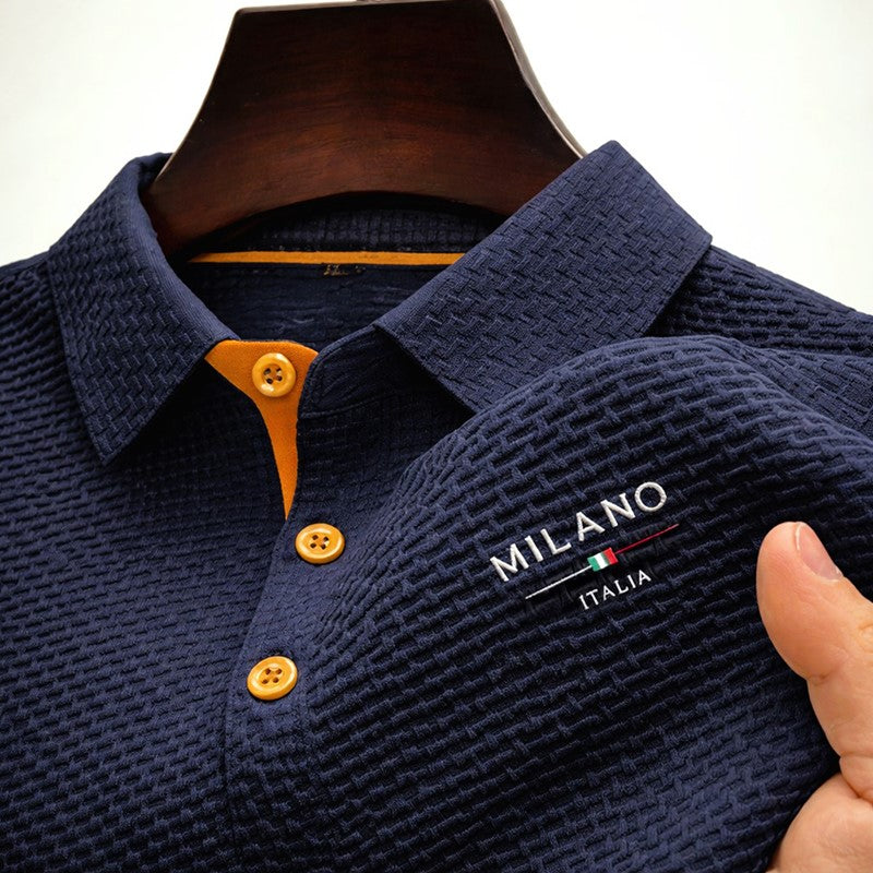 Women's Lorenzo Vitali Textured Polo Shirt with Button Placket | Closure: Button placket 3