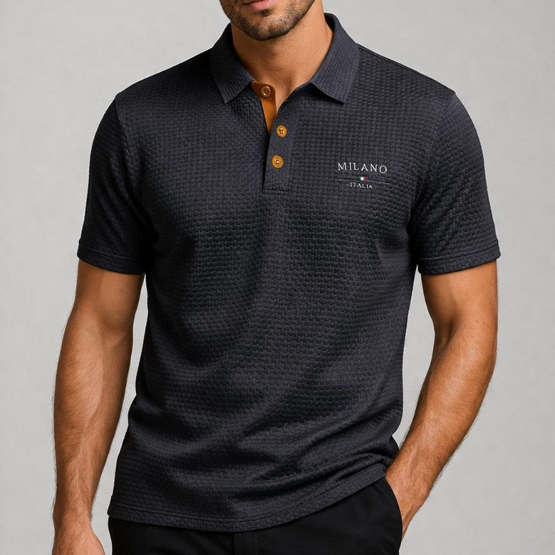 Women's Lorenzo Vitali Textured Polo Shirt with Button Placket | Closure: Button placket 5