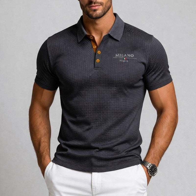 Women's Lorenzo Vitali Textured Polo Shirt with Button Placket | Closure: Button placket 6