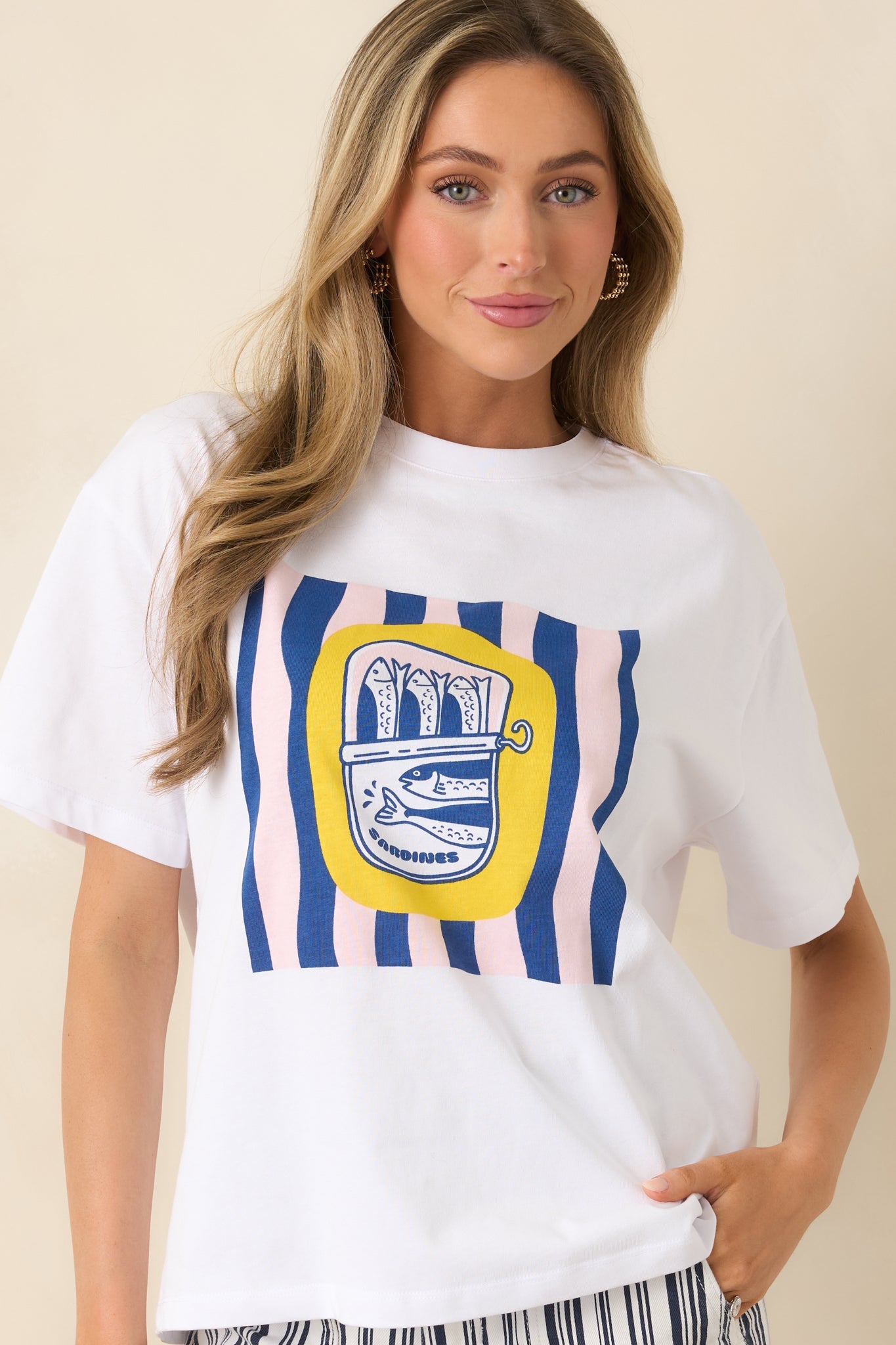 Women's MINKPINK Marina White Multi Relaxed Oversized Cotton Tee | 100% Cotton 3