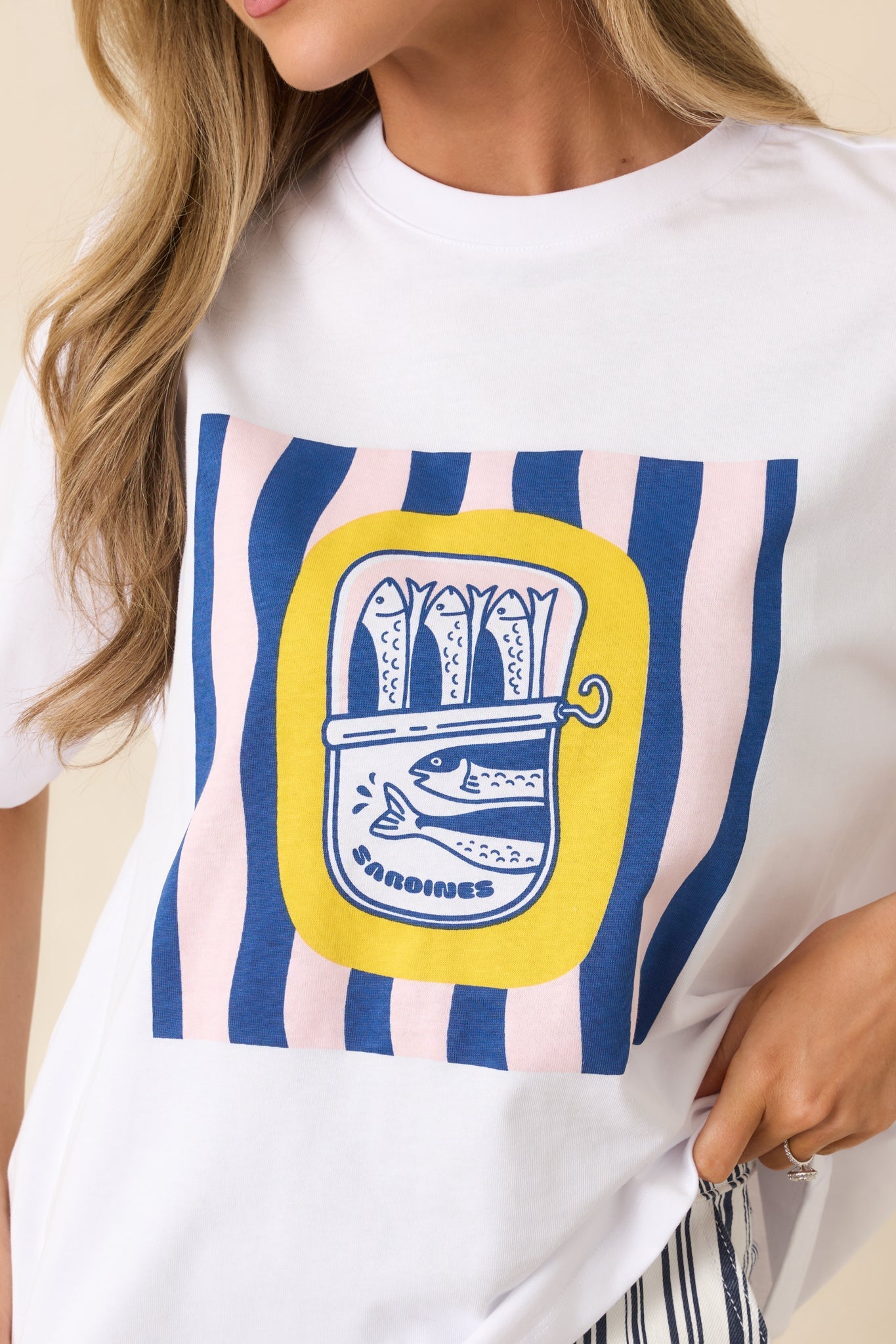 Women's MINKPINK Marina White Multi Relaxed Oversized Cotton Tee | 100% Cotton 4