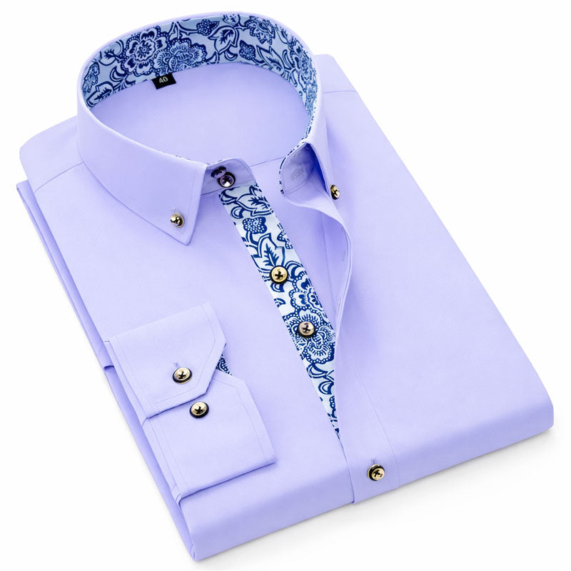 Women's Roberto Russo Dress Shirt with Patterned Inner Detail | Collar: Turn-down collar with contrast inner patte 3