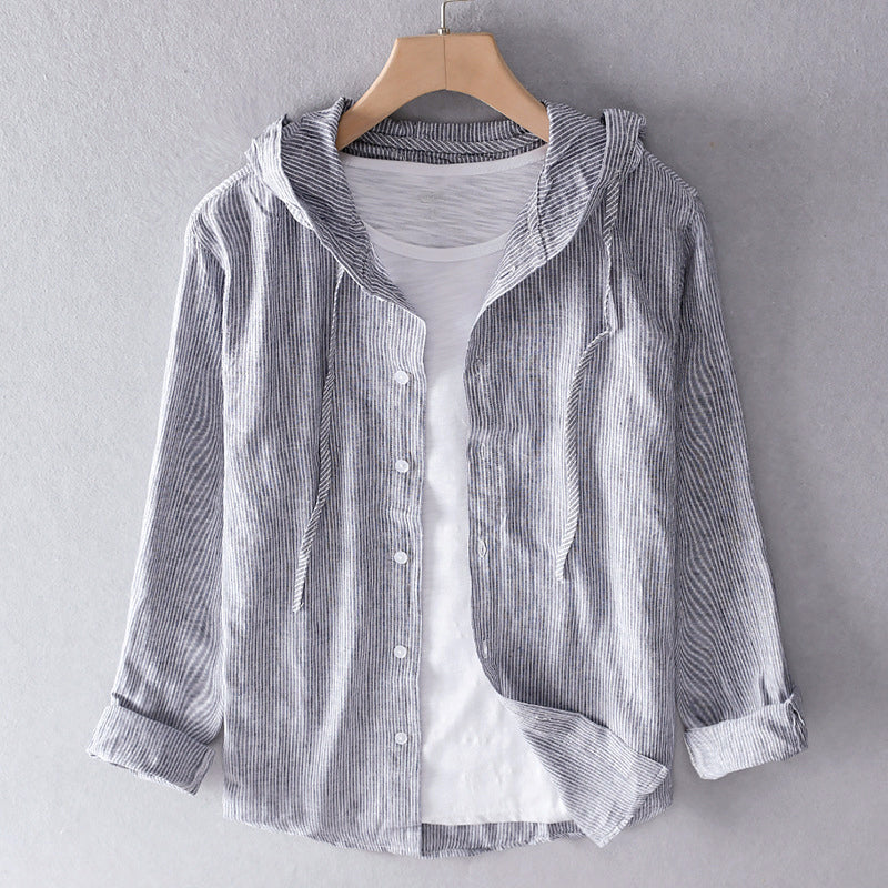 Women's Roberto Russo Hooded Linen Shirt with Buttons | Material: Linen-cotton blend 3
