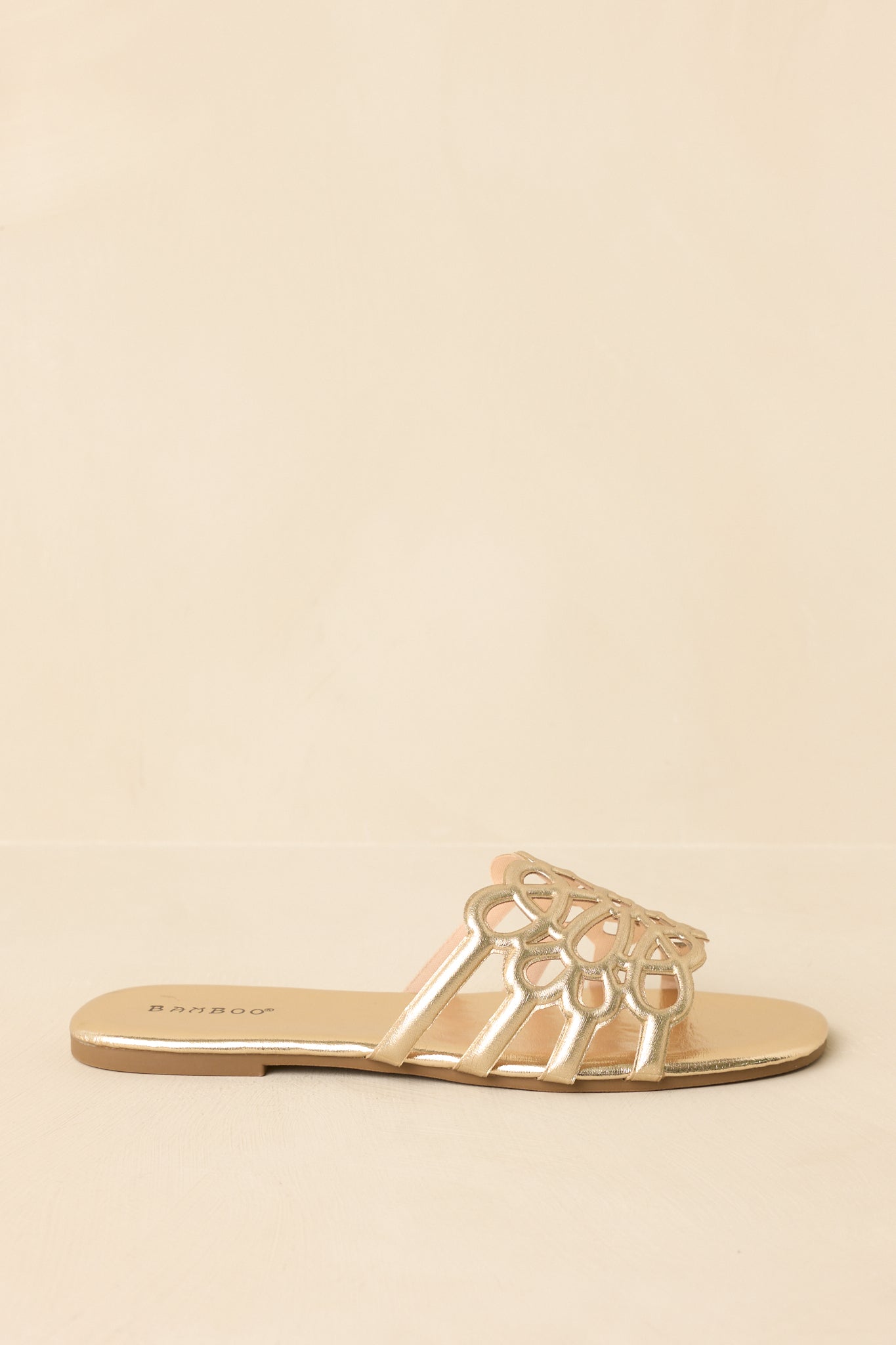 Women's Slip Into Something Pretty Gold Cutout Slide Sandals | All Man Made Materials 4