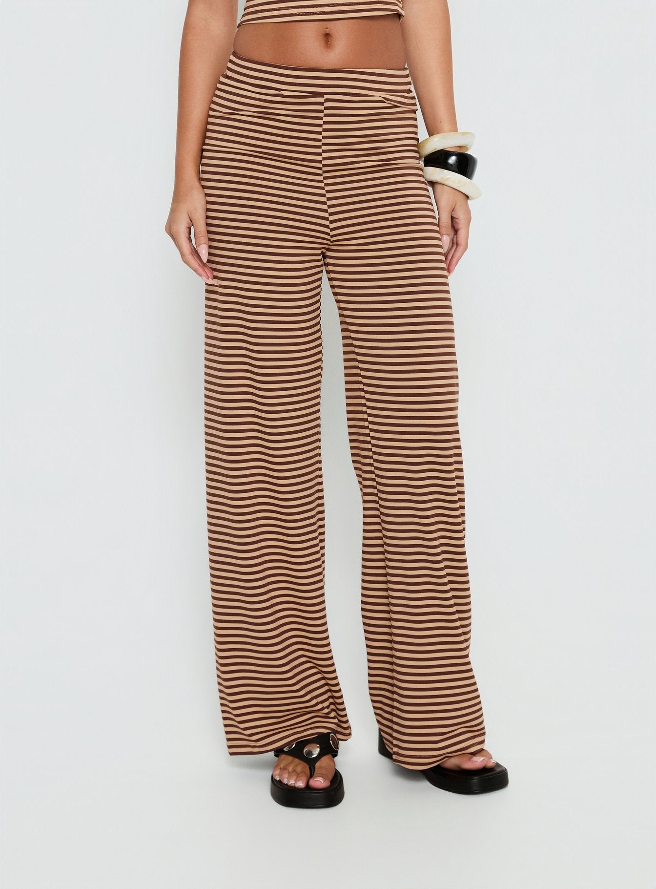 Women's Timora Pants Brown Stripe | Straight-leg pants in mid-rise fit 1