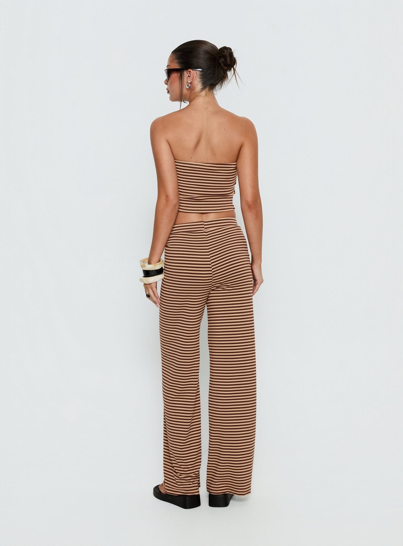 Women's Timora Pants Brown Stripe | Straight-leg pants in mid-rise fit 4