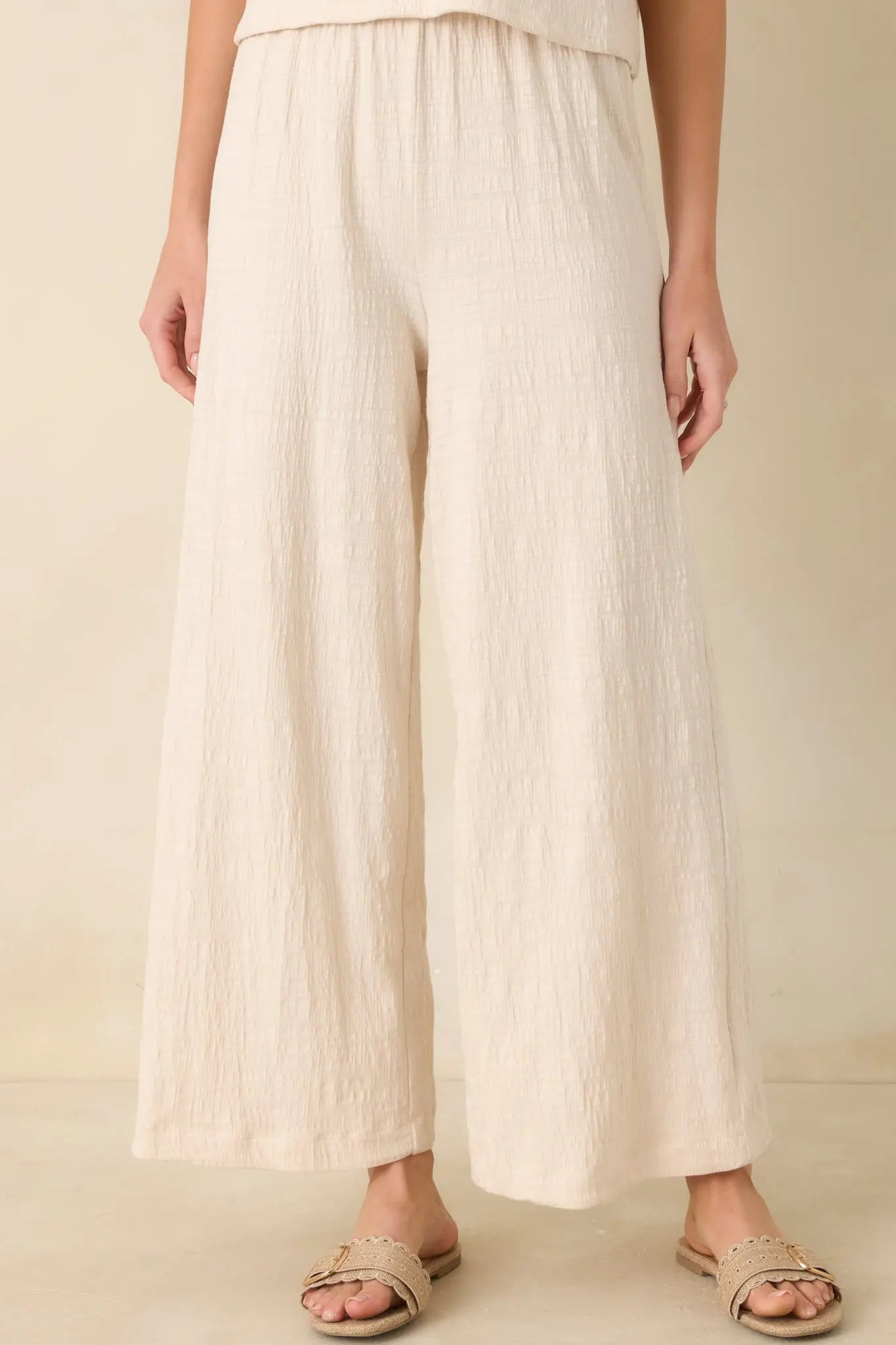 Women's Z Supply Ivory Scout Textured Slub Pants | 65% Polyester 4