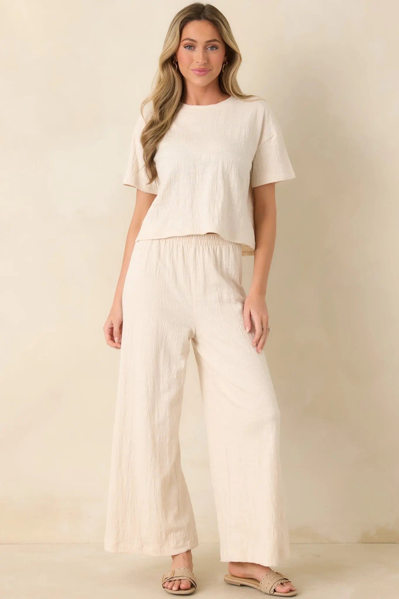 Women's Z Supply Ivory Sway Textured Cropped Tee | 60% Cotton 2