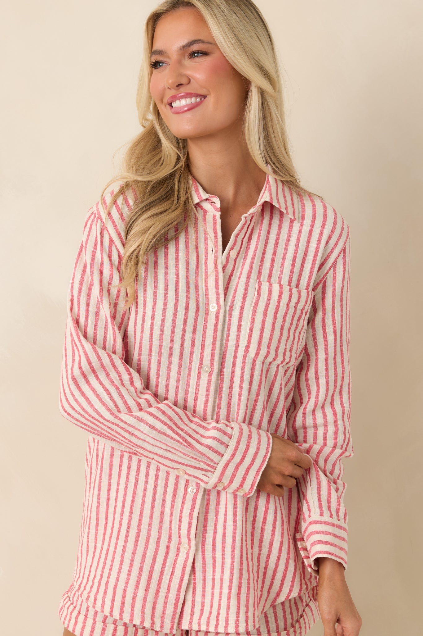 Women's Z Supply Saturdays Red Stripe Cotton Gauze Shirt | 100% Cotton 3