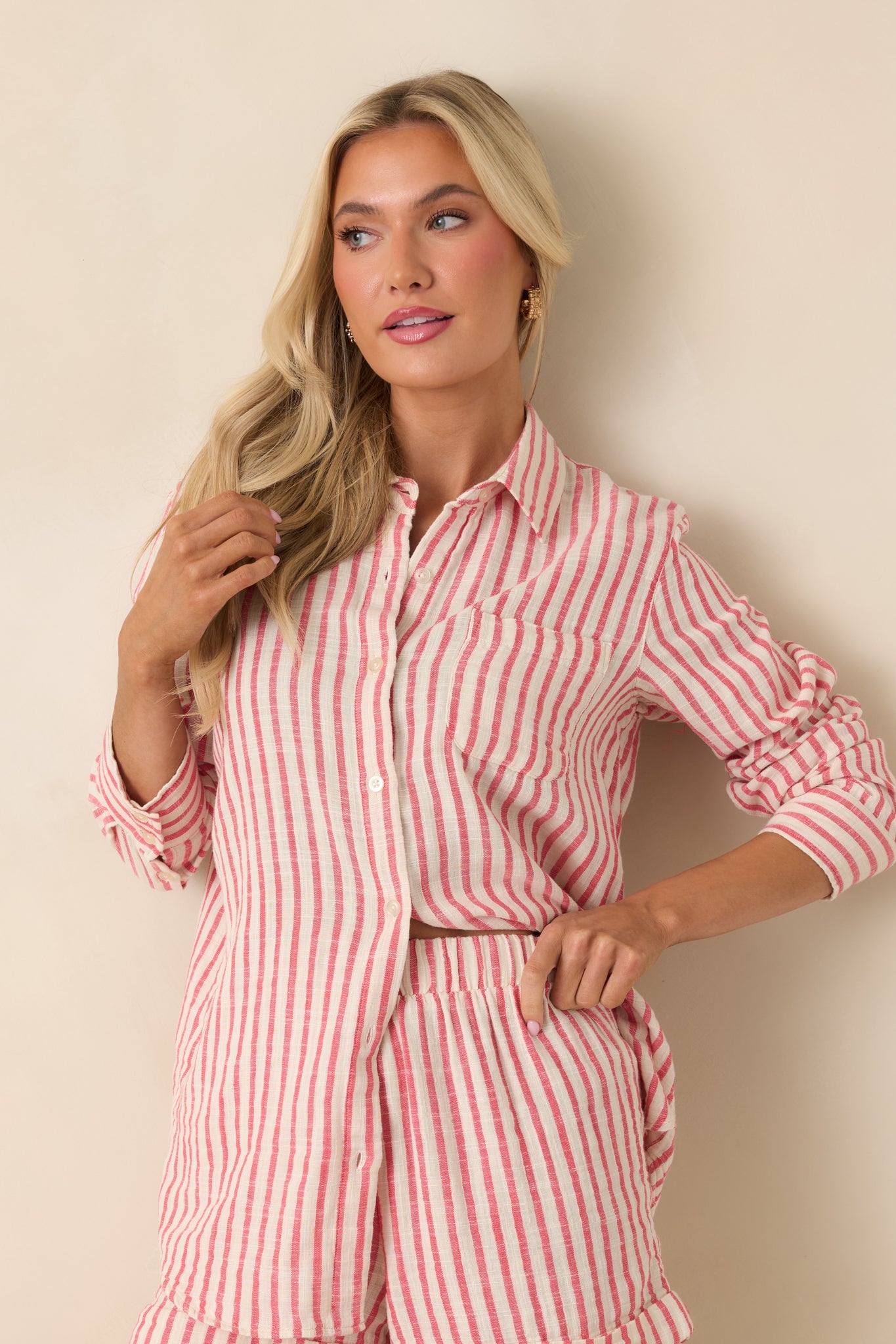 Women's Z Supply Saturdays Red Stripe Cotton Gauze Shirt | 100% Cotton 4