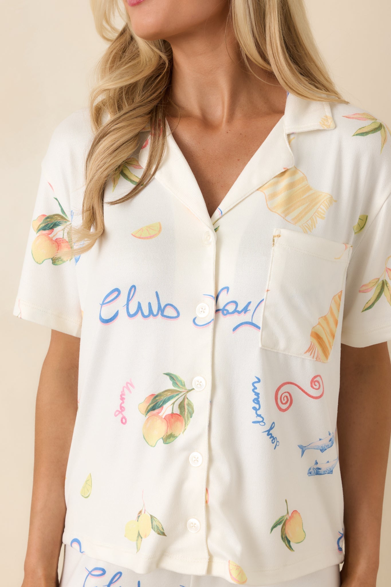 Women's Z Supply Vanilla Ice Beach Days Pajama Top | 95% Polyester & 5% Spandex 2